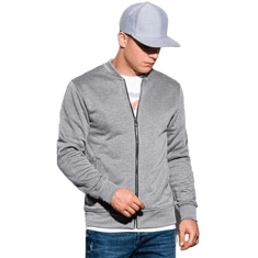 OMBRE ZION siv melanž moški pulover na zadrgo MDN16403 M