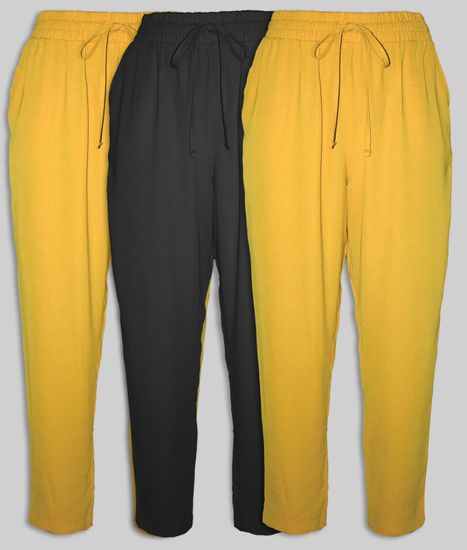 PANTONECLO Ženske hlače iz poliestra (rumena in črna) - Paket 3 kosov