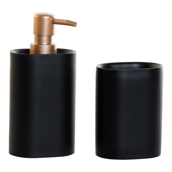 DKD Home Decor Kopalniški set DKD Home Decor Black Golden PVC Resin Glam 8,5 x 6 x 18 cm (2 enoti)