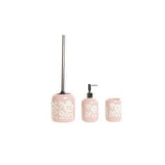 DKD Home Decor Kopalniški set DKD Home Decor 8 x 8 x 17,5 cm keramika roza bela