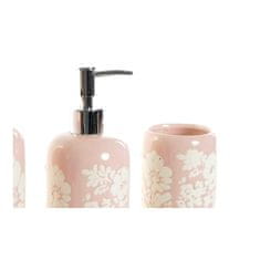 DKD Home Decor Kopalniški set DKD Home Decor 8 x 8 x 17,5 cm keramika roza bela