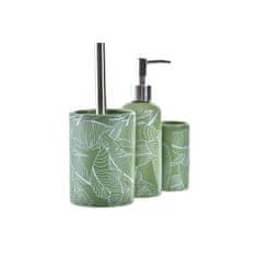 DKD Home Decor Kopalniški set DKD Home Decor Zelena Srebrna polipropilen Dolomit Tropski list rastline 9,5 x 9,5 x 37 cm