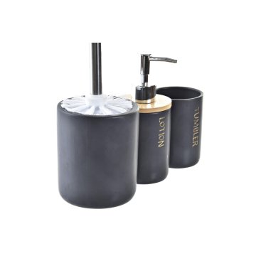 DKD Home Decor Kopalniški set DKD Home Decor Black Natural Bamboo Dolomite 10,2 x 10,2 x 37,5 cm (3 kosi)