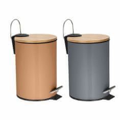 DKD Home Decor Koš za smeti s pedalom DKD Home Decor Kovina Bambus 2 Enote 3 L 17 x 17 x 22,5 cm