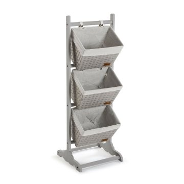 Versa Kopalniške police Versa Grey 3 košare Večbarvni bombaž Lesni ratan 35 x 102 x 35 cm