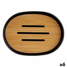 slomart podstavek za milo črna rjava bambus polipropilen 9,5 x 2,5 x 13 cm (6 kosov)