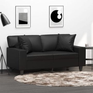 Vidaxl vidaXL Dvosed z blazinami, črne barve, 120 cm, umetno usnje