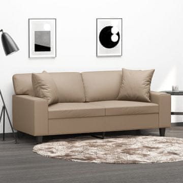 Vidaxl vidaXL Dvosed z blazinami, kapučino, 140 cm, umetno usnje