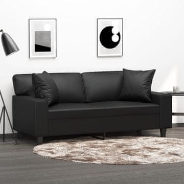 Vidaxl vidaXL Dvosed z blazinami, črne barve, 140 cm, umetno usnje