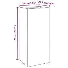 Vidaxl Cvetlično korito črno 32x29x75 cm jeklo