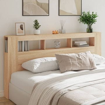 Vidaxl vidaXL Vzglavje postelje z LED osvetlitvijo, hrast sonoma, 200x18,5x103,5 cm