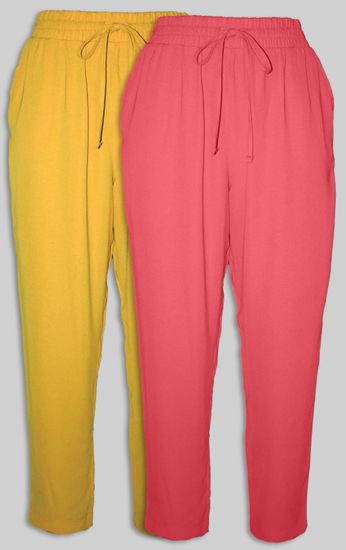 PANTONECLO Ženske hlače iz poliestra (rumena in rdeča) - Paket 2 kosov
