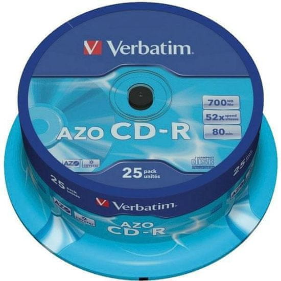 slomart cd-r verbatim azo crystal 25 kosov 700 mb 52x