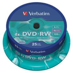 NEW DVD-RW Verbatim 25 kosov Pisana 4,7 GB 4x