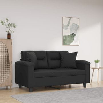 Vidaxl vidaXL Dvosed z blazinami, črne barve, 120 cm, umetno usnje