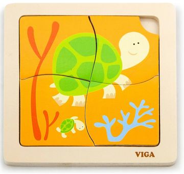 Viga Lesena sestavljanka Želva 4 kosi