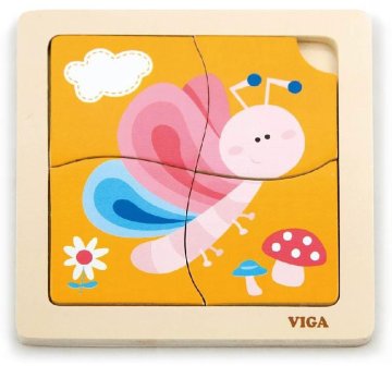 Viga Lesena sestavljanka Metulj 4 kosi