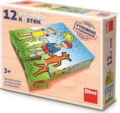 Dino slikovne kocke Pes in mačka, 12 kock