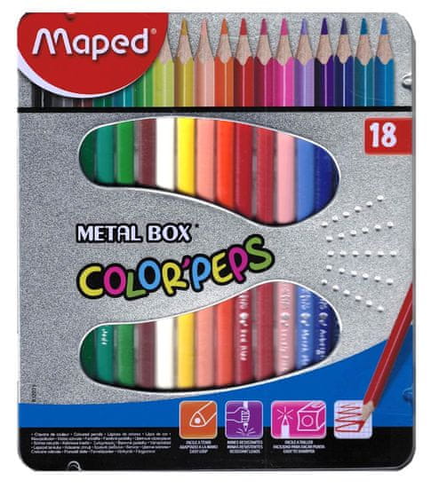 Maped barvice trikotne Color'Peps 18 kosov v pločevinasti škatli