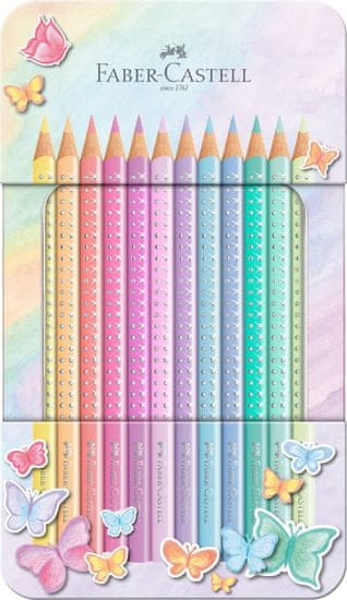 Faber-Castell Sparkle Crayons v pločevinasti škatlici - 12 barv