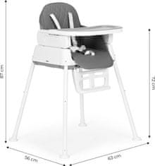 EcoToys Jedilni stol 3v1 siv