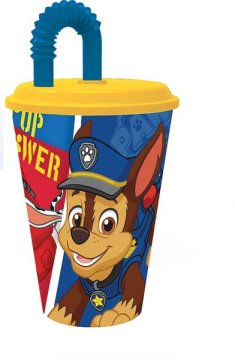 Paw Patrol PLASTIČNA SKODELICA S SLAMICO, PATRULJA 430ML, MODRA