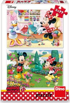 Dino Minnie deluje: sestavljanka 2x77 kosov