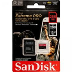 SanDisk Extreme PRO spominska kartica, microSDXC, 256 GB + SD adapter