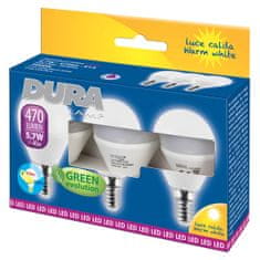 Duralamp LED sijalka bučka E14 5,7W toplo bela 470lm CRI>80 240°