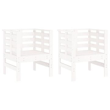 Vidaxl Vrtni stol 2 kosa bele barve 61,5x53x71 cm trdna borovina
