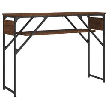Vidaxl Konzolna mizica s polico rjavi hrast 105x30x75 cm inž. les