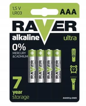 Emos Komplet 4 alkalnih baterij Raver 1,5 V LR6 AAA