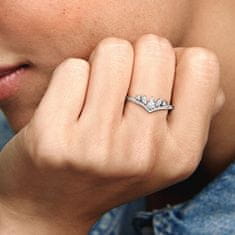 Pandora Nežen srebrn prstan s kamni Wishbone 199109C01 (Obseg 52 mm)