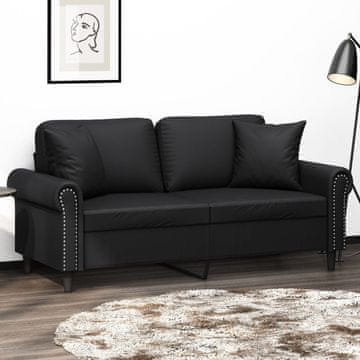 Vidaxl vidaXL Dvosed z blazinami, črne barve, 140 cm, umetno usnje