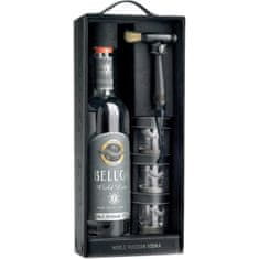 Beluga Gold Line Noble Russian Vodka 40% Vol. 0,7l in Giftbox in leatherbox with 3 glasses