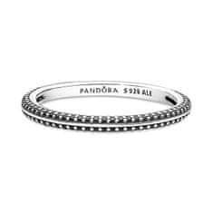 Pandora Minimalističen srebrn prstan s črnimi kristali Me 199679C02 (Obseg 50 mm)