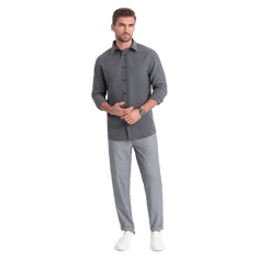 OMBRE Moške hlače chino z elastičnim pasom V2 OM-PACP-0157 siva MDN124450 S
