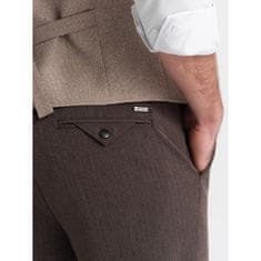 OMBRE Moške hlače chino z elastičnim pasom V2 OM-PACP-0158 rjava MDN124454 XL