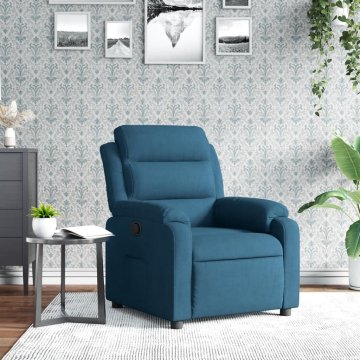 Vidaxl vidaXL Naslanjač, moder, oblazinjen z žametom