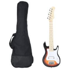 Greatstore Otroška električna kitara s torbo rjava in bela 3/4 30"