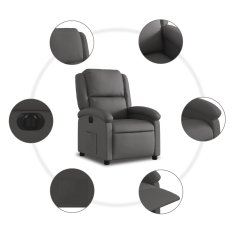 Vidaxl Električni naslanjač sivo pravo usnje