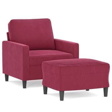 Vidaxl Fotelj s stolčkom za noge vinsko rdeč 60 cm žamet