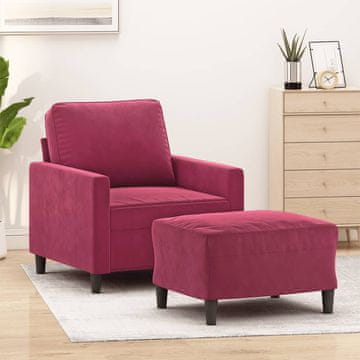 Vidaxl vidaXL Fotelj s taburejem, vinsko rdeč, 60 cm, oblazinjen z žametom