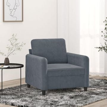 Vidaxl vidaXL Fotelj, temno siv, 60 cm, oblazinjen z žametom