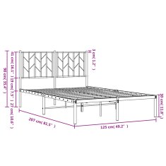 Vidaxl Kovinski posteljni okvir z vzglavjem črn 120x200 cm
