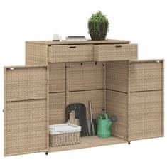 Vidaxl Vrtna omara za shranjevanje bež 105x55x113 cm poli ratan