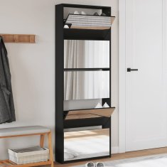 Vidaxl Omarica za čevlje z ogledalom 5-nadstropna črna 63x17x169,5 cm
