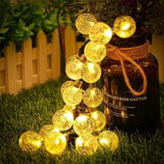 Netscroll Veriga 50 svetlobnih kristalnih solarnih zunanjih retro LED lučk, veriga svetlobnih LED lučk, vodoodporne solarne svetilke, popolne za drevo, teraso ali božično dekoracijo, BulbLights