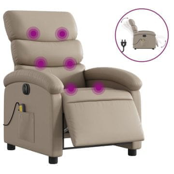 Vidaxl Električni masažni naslanjač kapučino umetno usnje