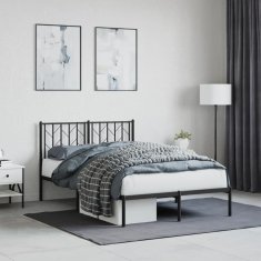 Vidaxl Kovinski posteljni okvir z vzglavjem črn 120x200 cm